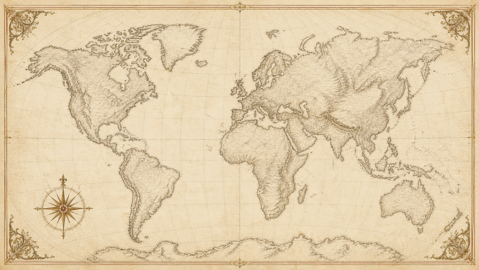 Antique-style world map for the Vino Collective 2026 and 2027 campaign