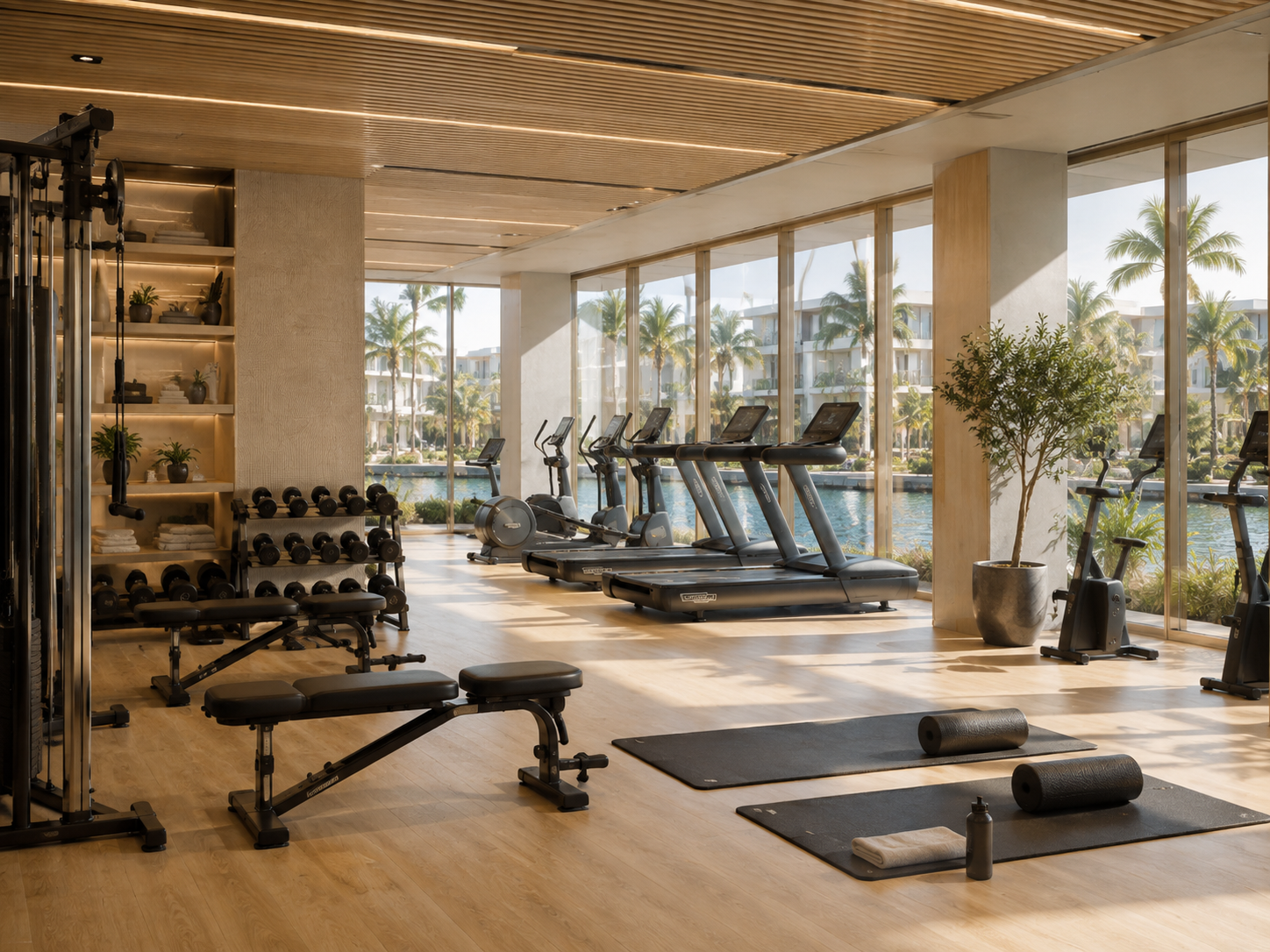 Luxury waterfront residential fitness center