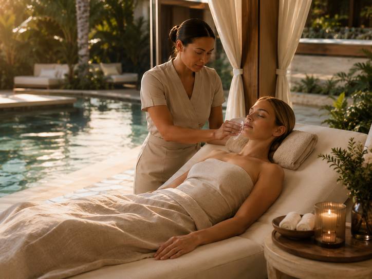 Poolside facial treatment