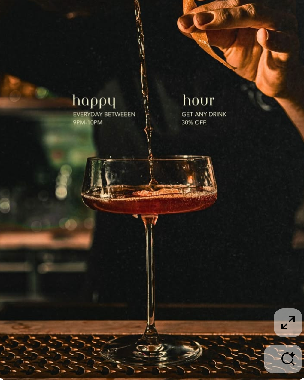 Wine being poured into a coupe glass during an evening tasting